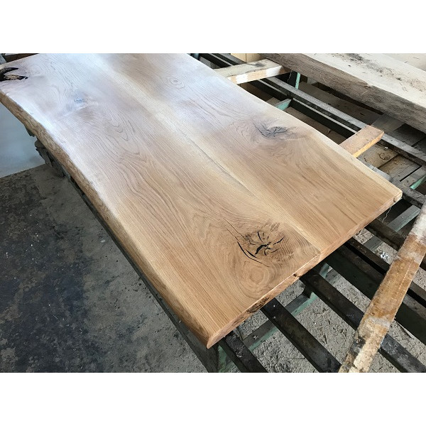 Leimholzplatte aus 2 Eichenbohlen, geölt, Tischplatte, Baumkanten, 120x80x4,5cm